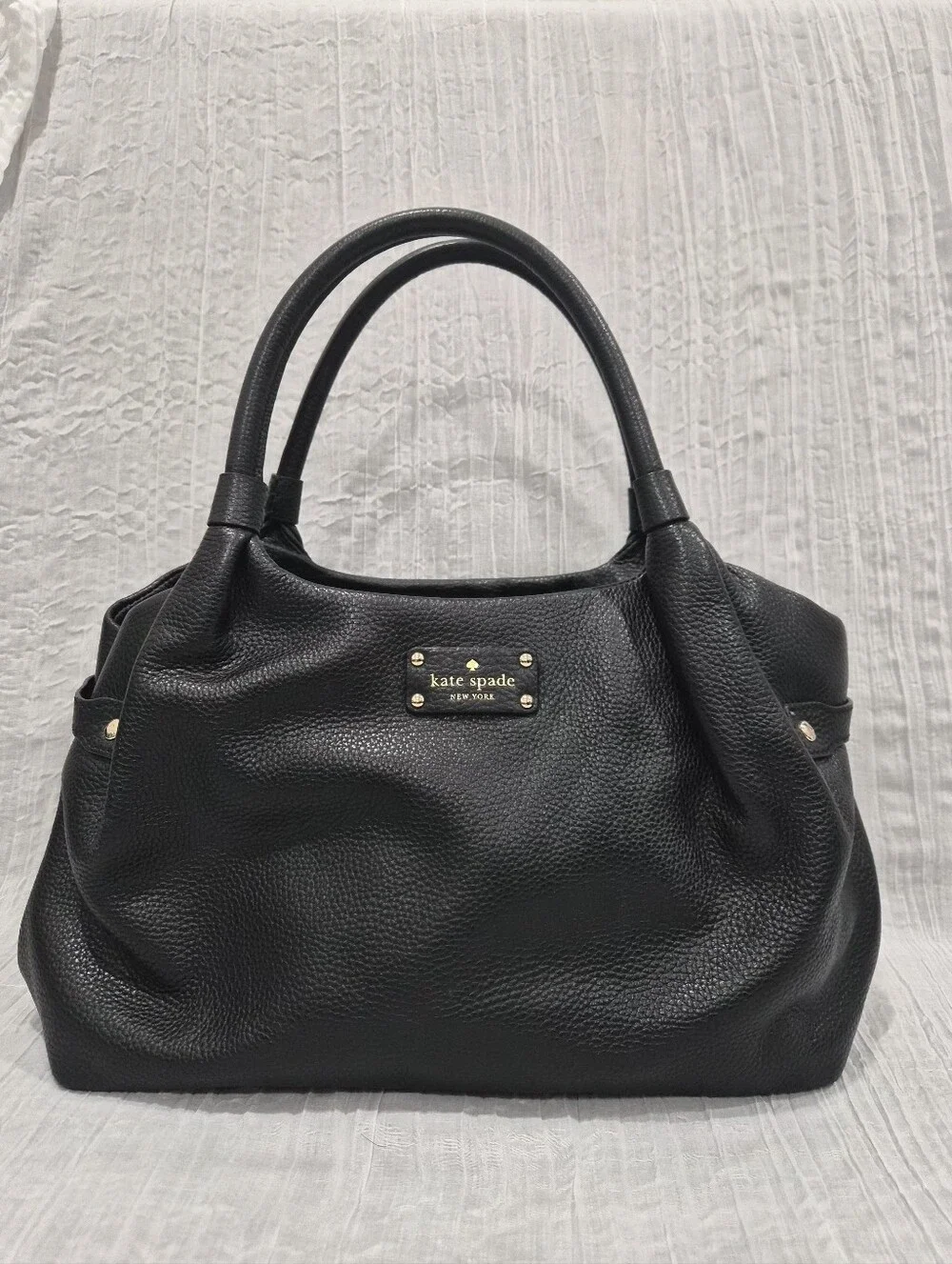 Kate Spade New York Berkshire Road Stevie Black Pebbled Leather Satchel Tote Bag